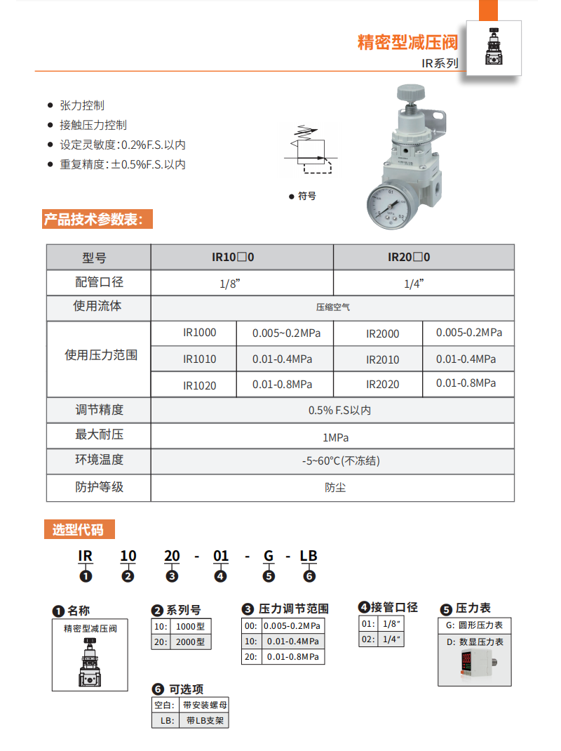 藤倉SMC精密型減壓閥IR1020-01-G-LB系列(圖2)