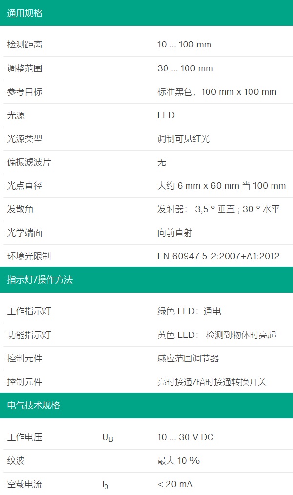 聚焦型光電傳感器ML100-8-HGU-100-RT/102/115/162(圖2) 聚焦型光電傳感器ML100-8-HGU-100-RT/102/115/162(圖2)