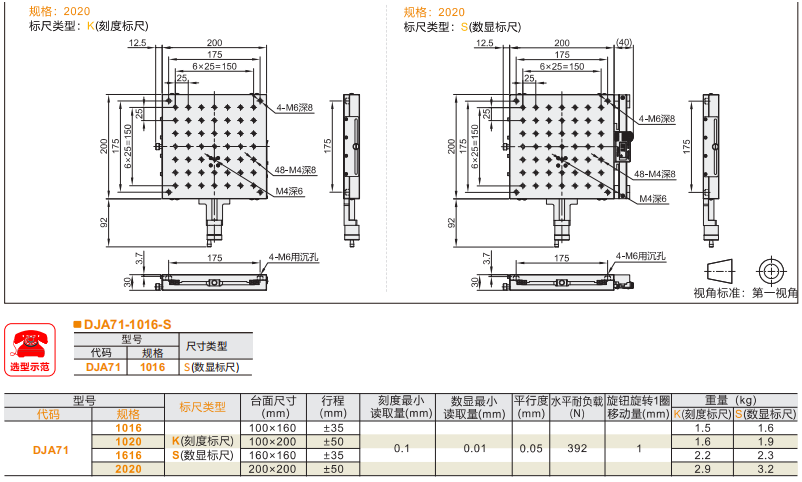 精密DJA71手動(dòng)位移滑臺(tái)(圖3)