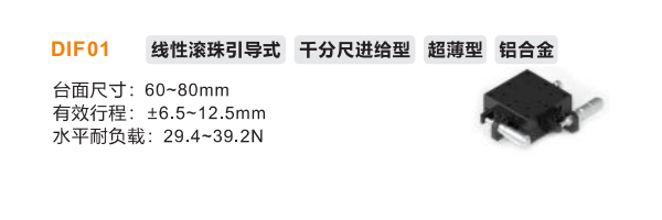超薄型DIF01手動(dòng)位移滑臺(tái)(圖2)