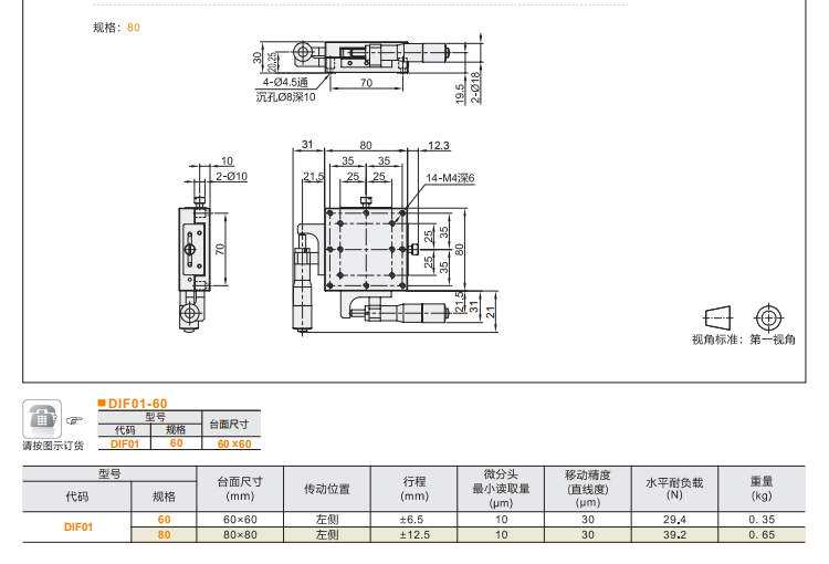 超薄型DIF01手動(dòng)位移滑臺(tái)(圖5)