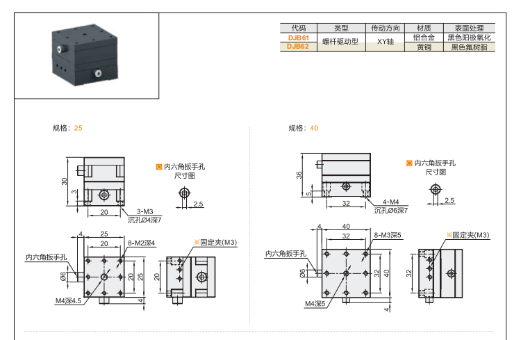 螺桿驅(qū)動(dòng)型DJB61/DJB62手動(dòng)位移滑臺(tái)(圖4) 螺桿驅(qū)動(dòng)型DJB61/DJB62手動(dòng)位移滑臺(tái)(圖4)