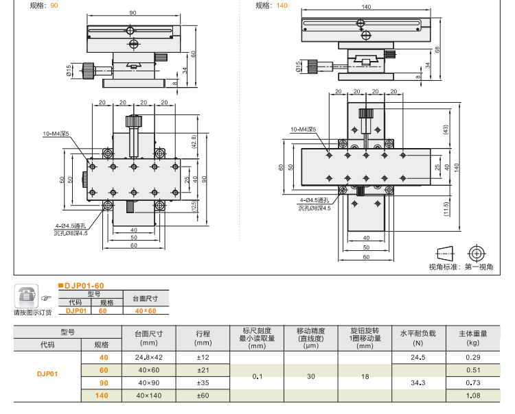 標(biāo)準(zhǔn)型DJP01手動位移滑臺(圖4)