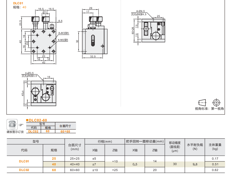 絲桿進(jìn)給齒輪齒條型DLCO1/DLC02手動(dòng)位移滑臺(tái)(圖4)