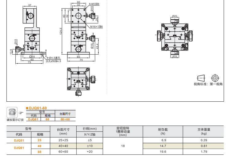 齒輪齒條驅(qū)動型DJQ51/DJQ61手動位移滑臺(圖4)